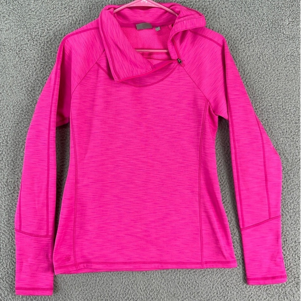 Athleta Pullover Women S Pink 1/4 Zip Fleece Lined Funnel Neck Thumbhole Gym Top